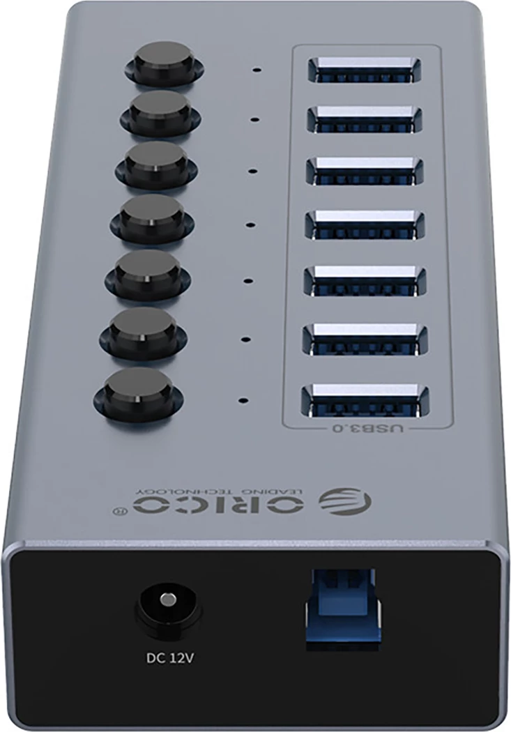 Hub USB Orico BT2U3-7AB, 7x USB-A 3.0 me çelësa, Gri