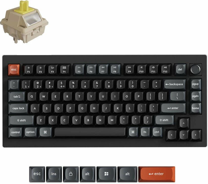 Tastierë mekanike Keychron WRL V1 Ultra V1U-D4 75% RGB Wireless/USB-C, e zezë