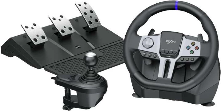 Timon gaming PXN V9 Gen2 me pedale dhe marsh, për PC/PS3/PS4/XBOX/SWITCH, i zi