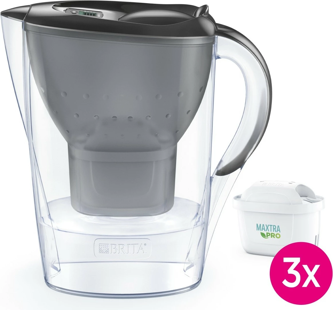 Kanoçë filtruese uji Brita Marella 2.4L me 3 patrona MAXTRA PRO Pure Performance, Grafit