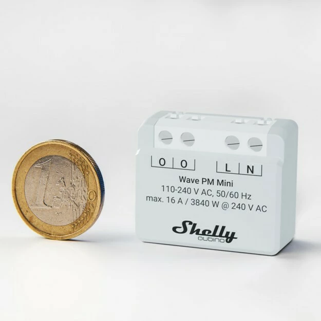 Smart switch Shelly Qubino Wave PM Mini, Wireless, 25 dBmW, 868.4 MHz, Gri