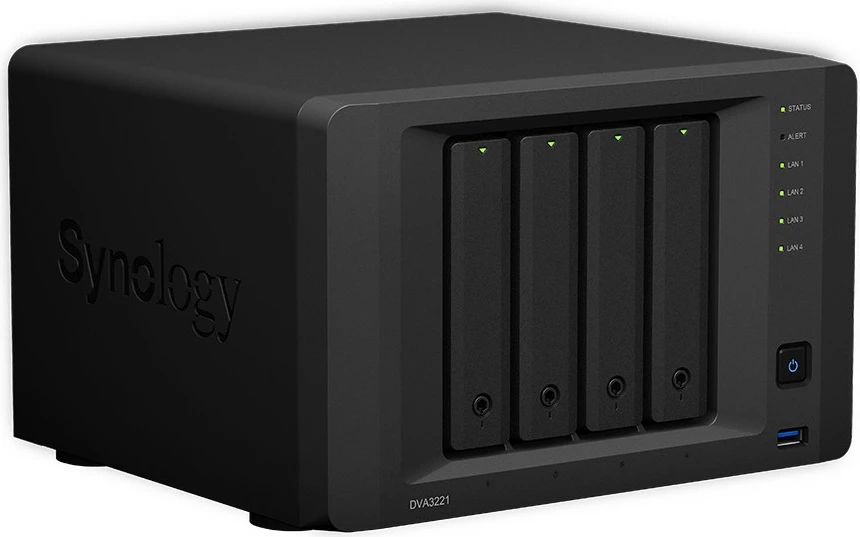 NAS Synology DVA3221, 32 kanale, 8000 MB, DDR4, 2048 përdorues, e zezë