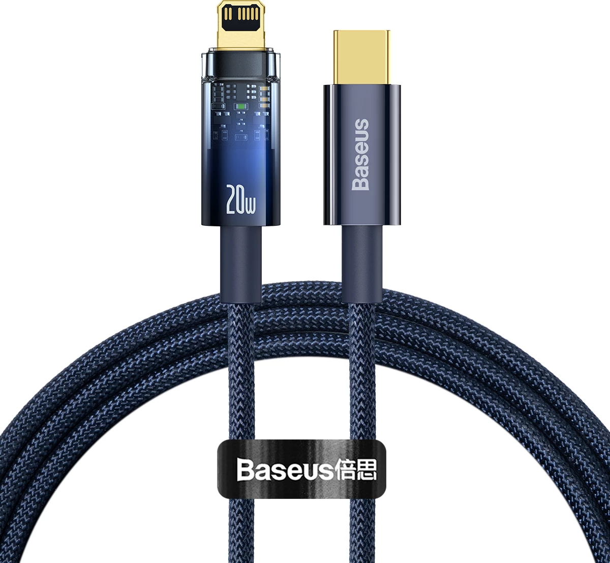 Kabllo Baseus Explorer USB-C në Lightning, 1m, 20W, Kaltër