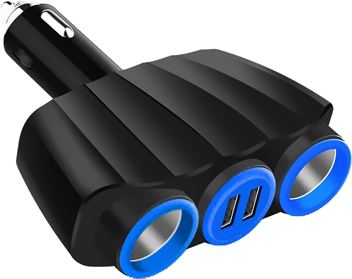 Ndajës Vakoss TP-3268K për prizë cigarosh me 2xUSB, i zi