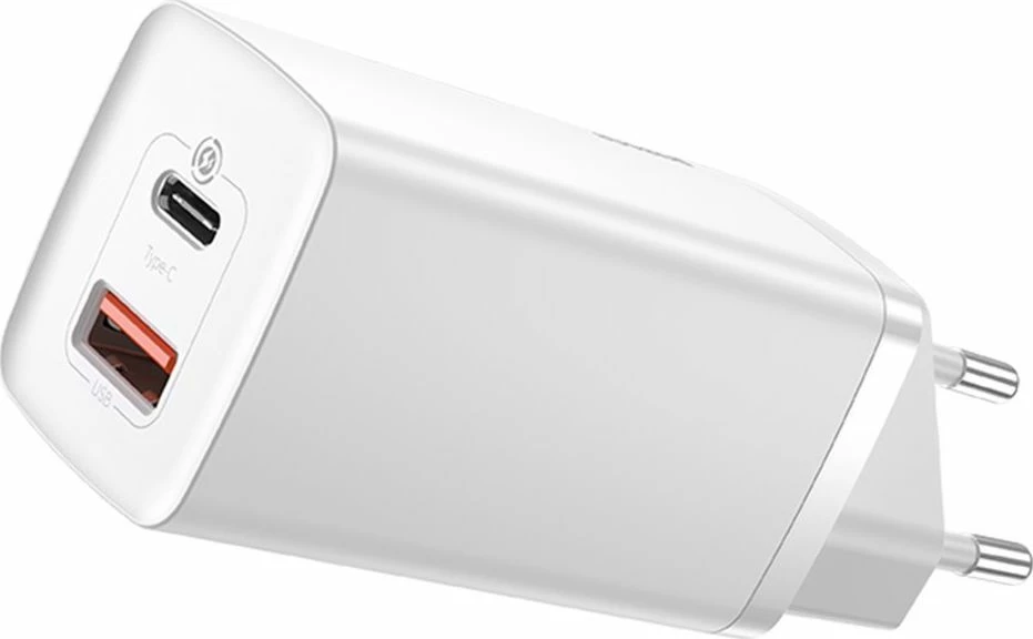 Karikues muri Baseus GaN2 Lite CCGAN2L-B02 65W 1x USB-C + 1x USB-A i bardhë
