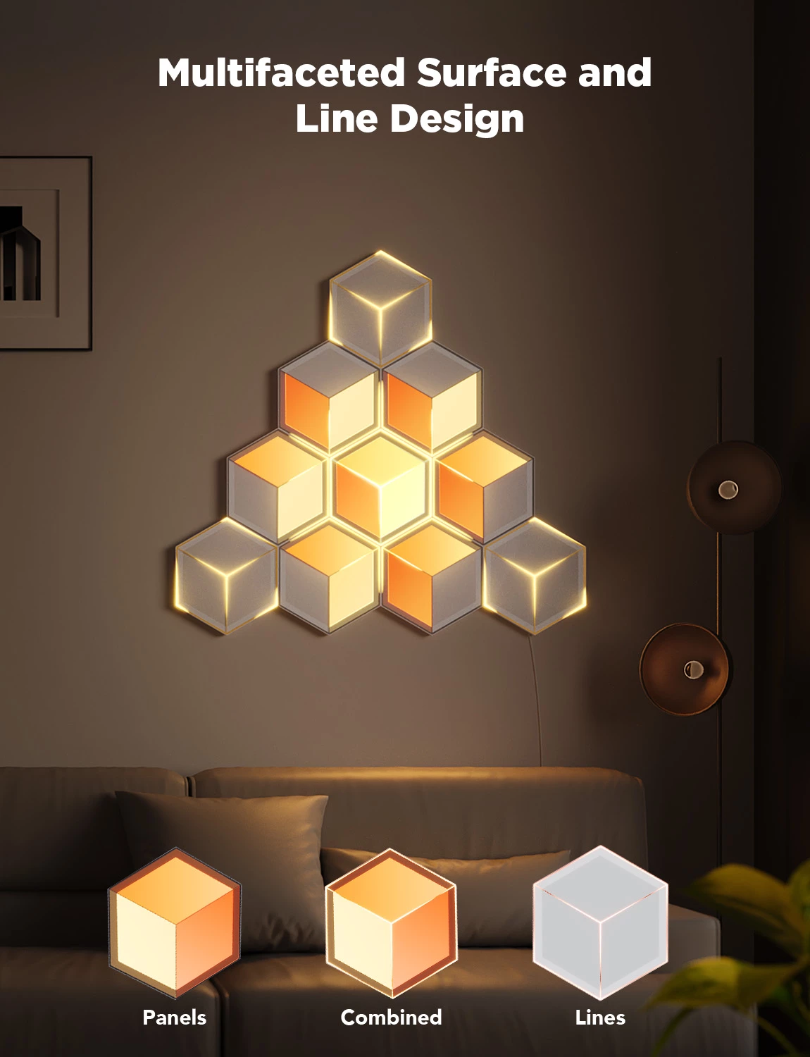 Panel ndriçimi smart Govee Glide Hexagon Ultra, Wi‑Fi, Meteor Gray, 1 copë (Expansion Pack)