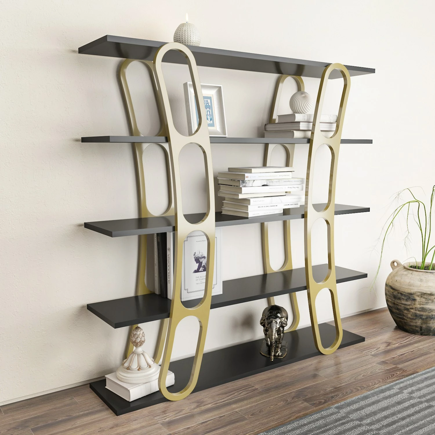 Raft librash Hanah Home, Adar, ngjyrë e zezë dhe ari