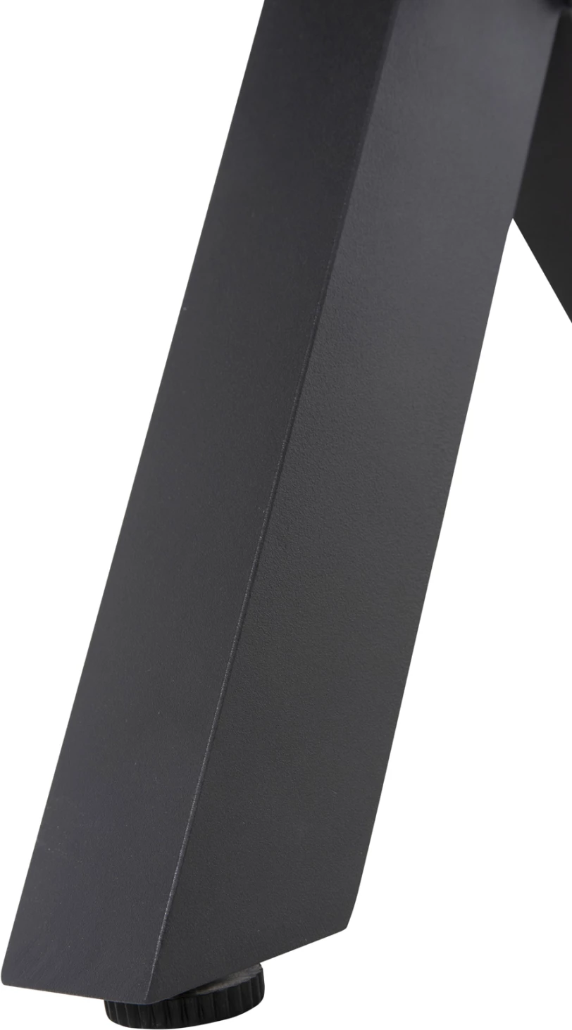 Stol alumini për jashtë, ngjyrë antracit, FH6038.01, me sipërfaqe tavoline polivudi, ngjyrë druri natyral, 150x36x45H cm