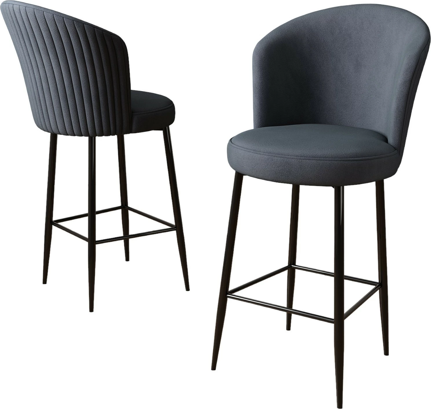 Set karrigesh për bar (6 copë), Hanah Home, Fora, antracit, e zezë