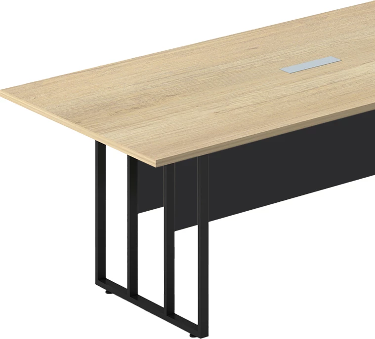 Tavolinë konferencash Lotus metal-dru ngjyrë lisi-gri e errët 200x100x75cm