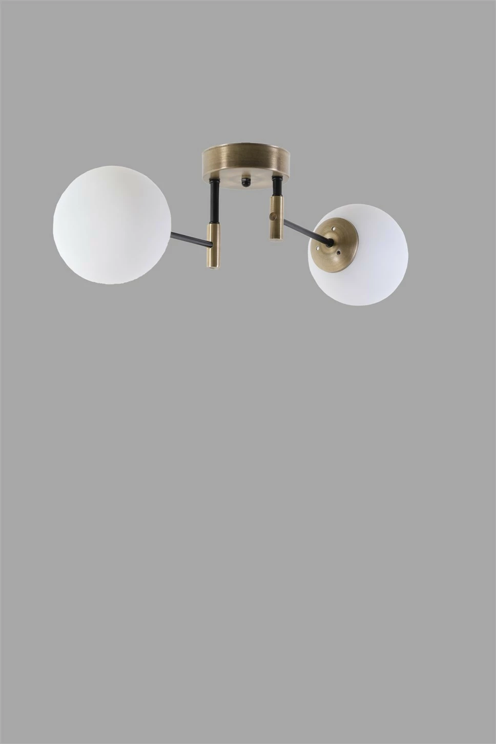 Llambë tavani Opviq Dolunay 2 llampa, metal i bardhë, xham i bardhë