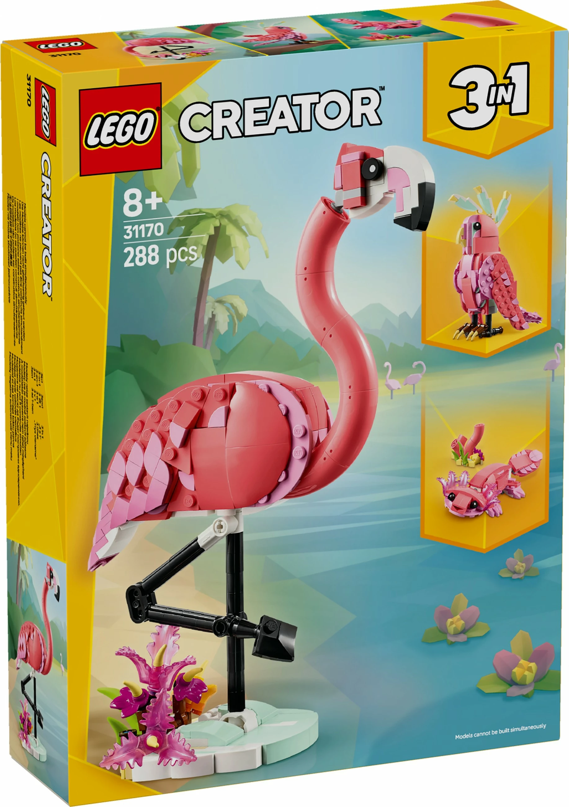 Set ndërtimi LEGO Wild Animals: Flamingo rozë, 288 pjesë, plastikë, 8+ vjeç, shumëngjyrësh