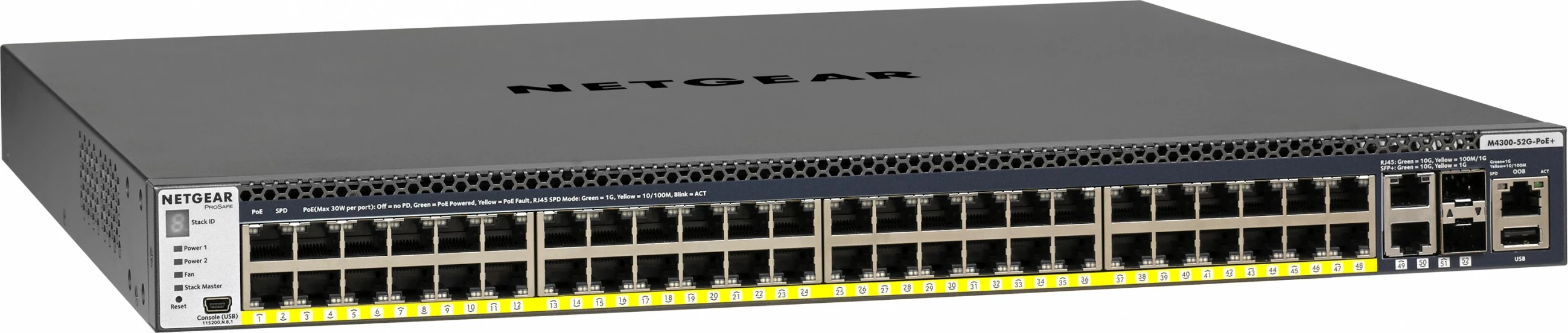 Switch NETGEAR M4300-52G-PoE+ 550W, Managed, Gigabit Ethernet, Rack 1U