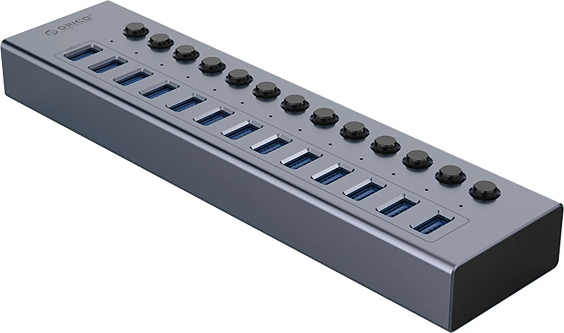Kasë Orico BT2U3-13AB, 13x USB-A 3.0 me çelësa, Gri