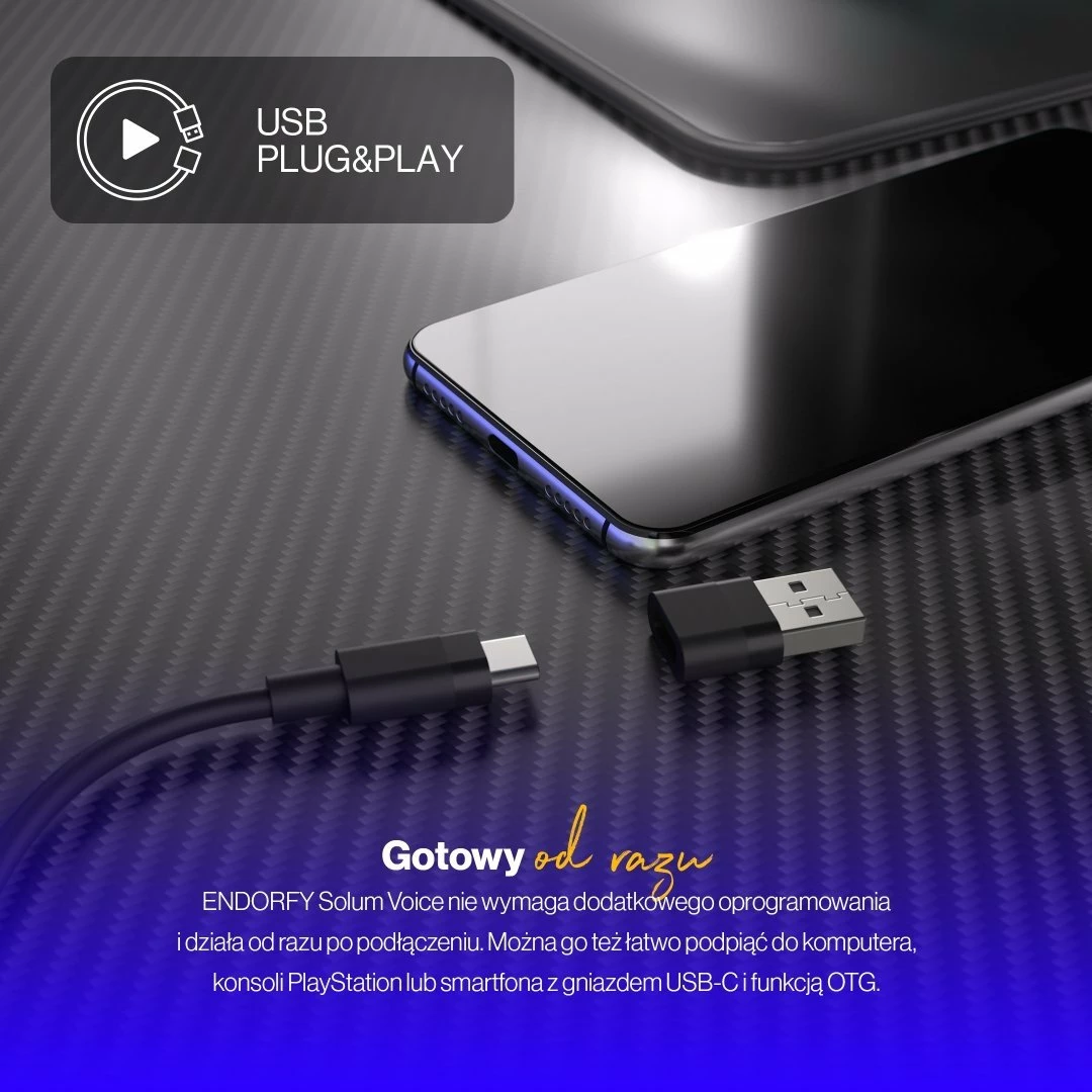 Mikrofon Endorfy Solum Voice EY1B014, USB-C, kardioid, me krah tavoline, RGB, i zi, set