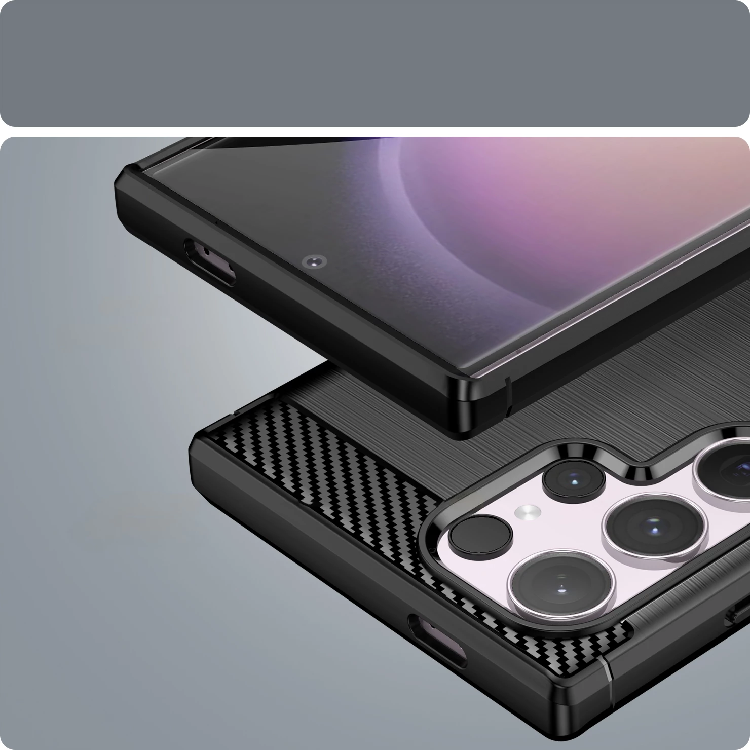 Mbështjellës Hurtel Carbon Case për Samsung Galaxy S24 Ultra, TPU, i zi