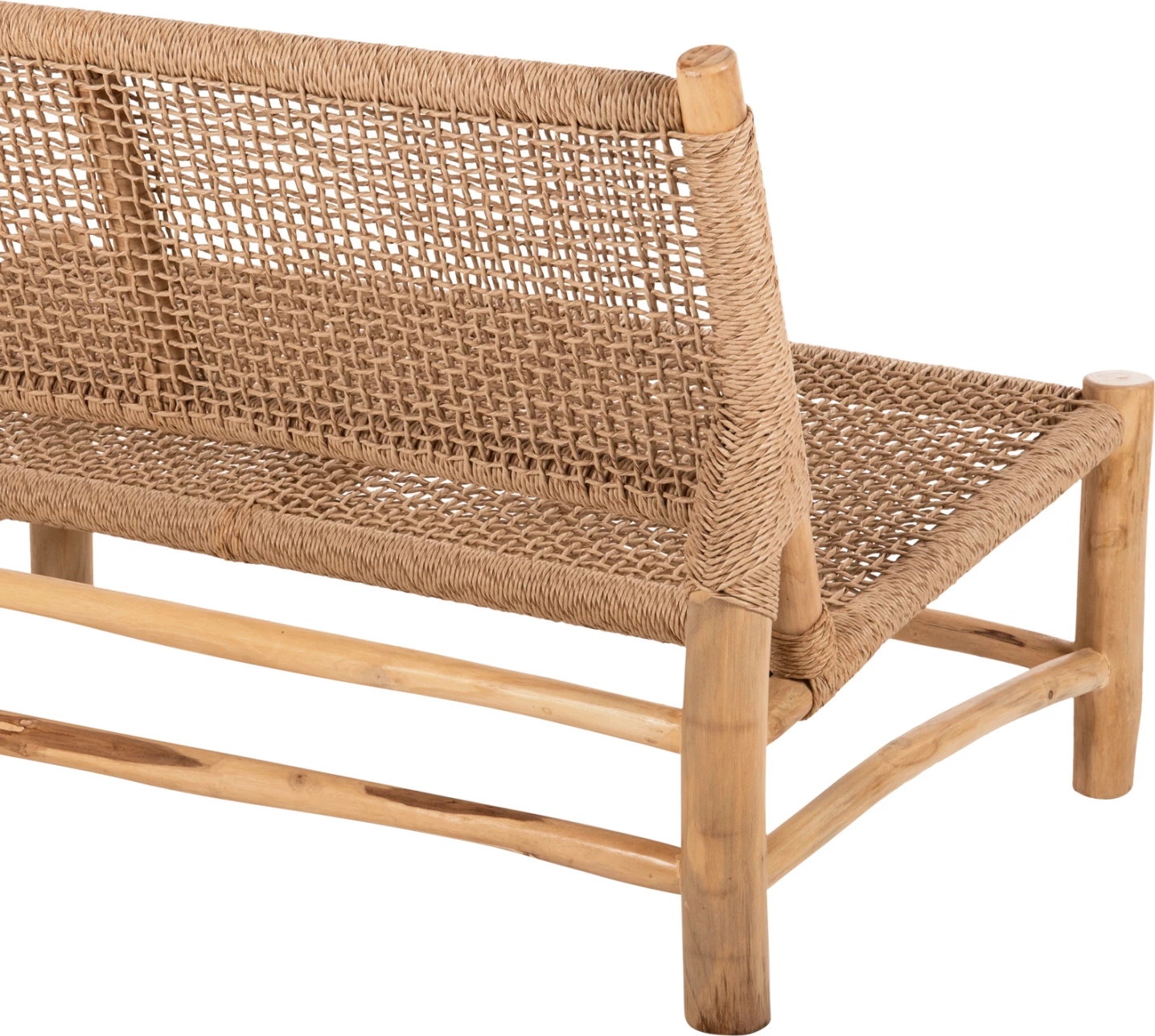 Set salloni për jashtë 4 pjesë, dru teak, ratan sintetik, ngjyrë natyrale