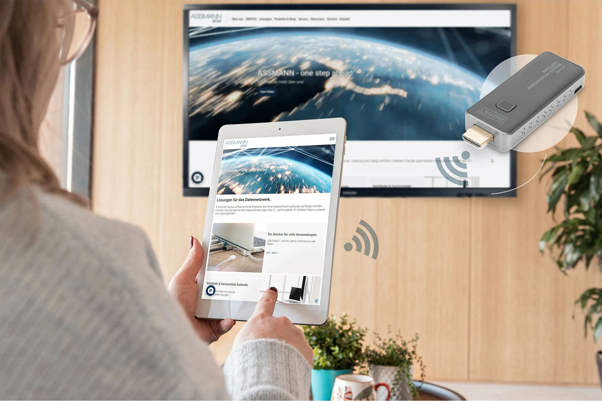 Sistem prezantimi wireless Digitus Click & Present Mini, 1920 x 1080 piksel, AV transmetues & pranues, 50 m, Wireless, i zi, HDCP