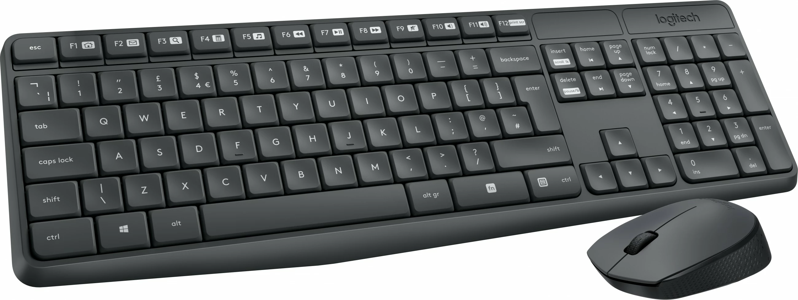 Komplet tastierë dhe maus Logitech MK235, Full-size (100%), Wireless, USB, QWERTZ, Gri, Maus përfshirë
