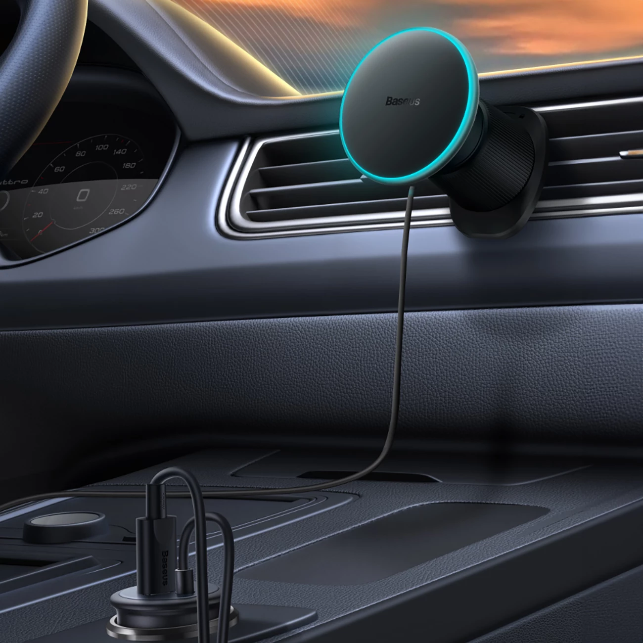 Mbajtës magnetik Baseus CW01 për iPhone, karikues wireless 15W, për grilë ventilimi, i zi