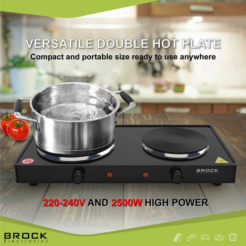 Pllakë elektrike e dyfishtë Brock EP 200 BK 2500 W, e zezë