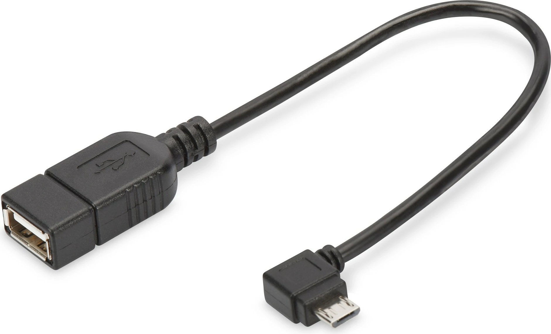 Adapter USB OTG Digitus, micro USB B në USB A, 0.15m, zi