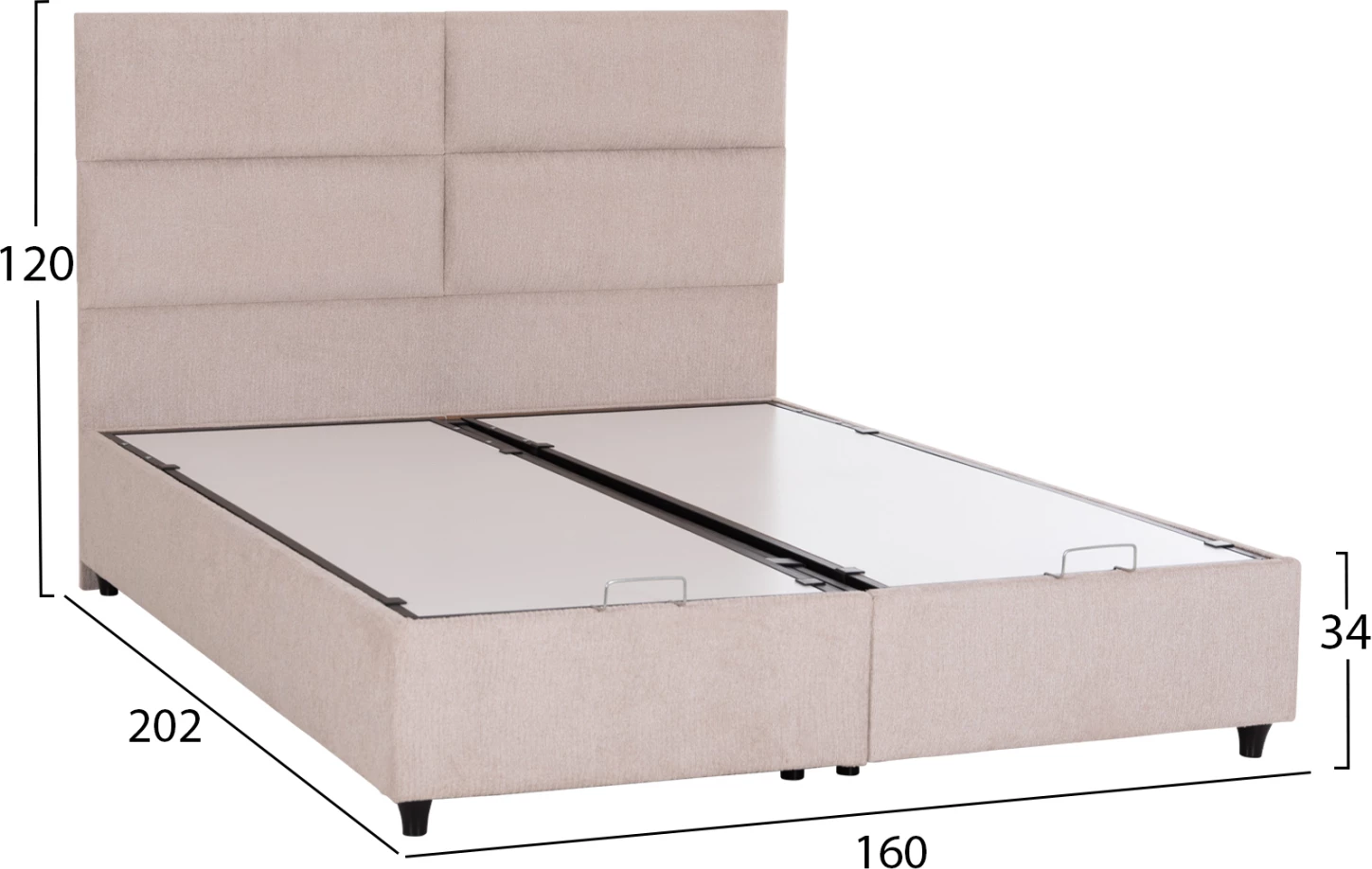 Krevat dopio me hapësirë për depo, material bezhë, MILO FH622.32, për dyshek 160x200cm