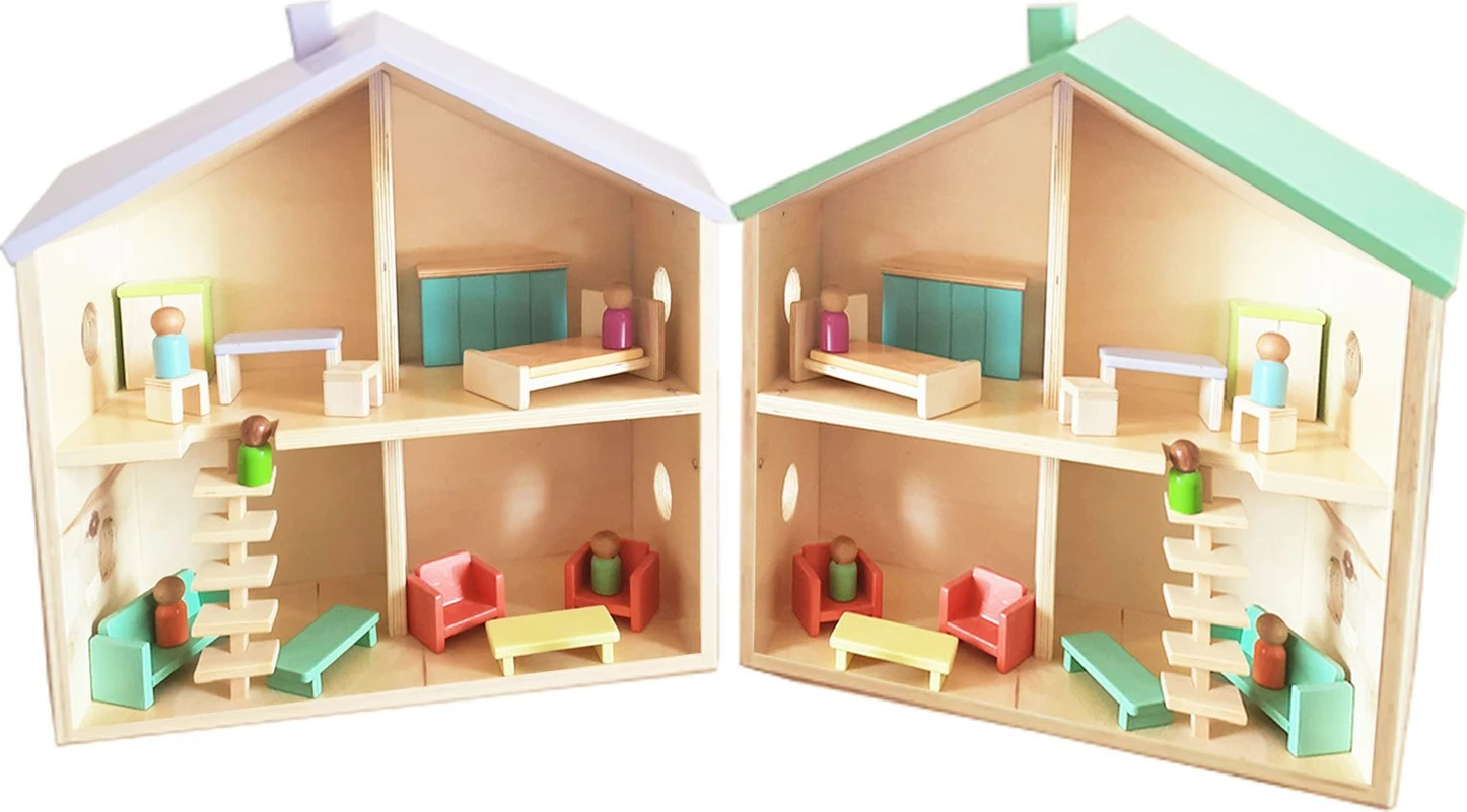 Shtëpi lodër prej druri, shumëngjyrëshe, Skye Decor