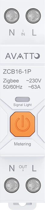 Switch ZigBee, Avatto ZWCB16, matje energjie, 1P DIN-rail, 1–63A, 90–240V AC, Tuya Smart Life