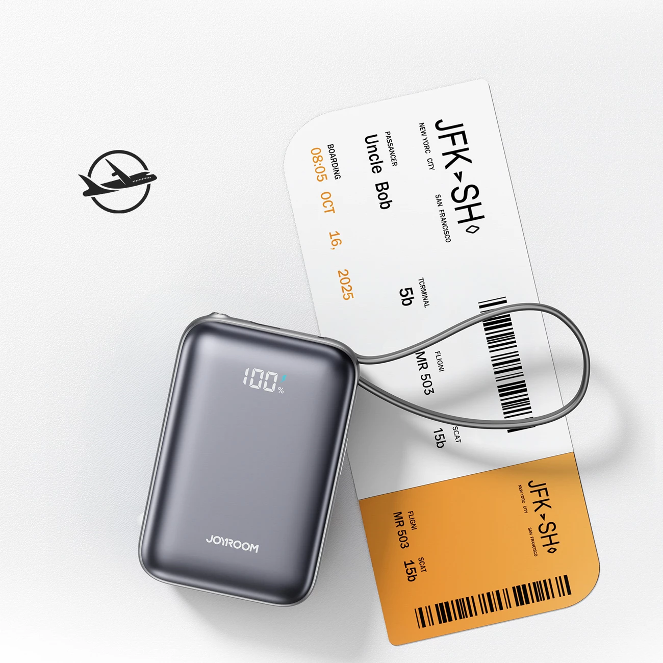Powerbank Joyroom JR-PBF29 20000mAh 22.5W me kabllo të integrume USB-C + Lightning, i zi, në kuti