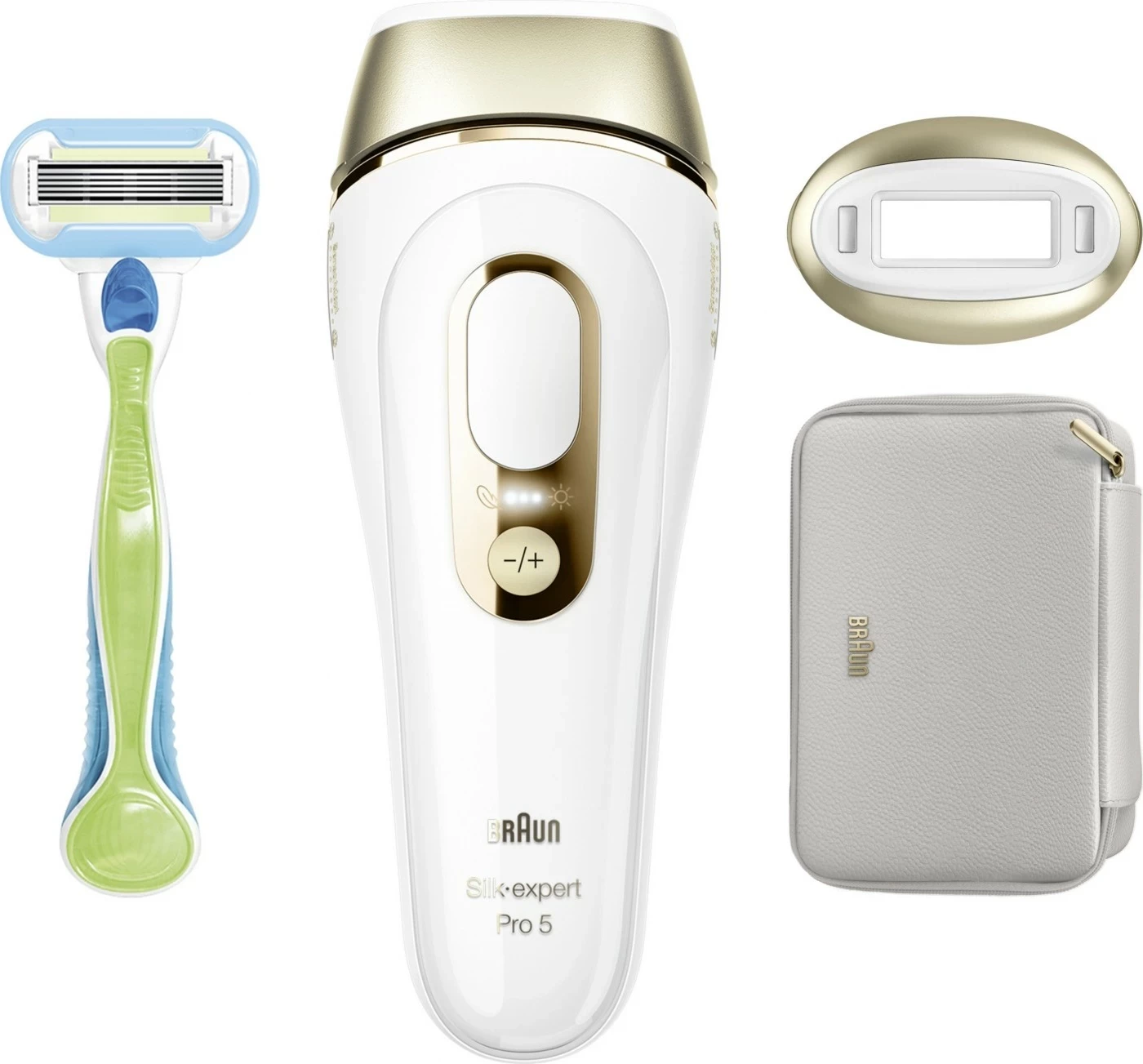 IPL Braun Silk-expert Pro 5 PL5052, sensor lëkure, 2 moda, bardhë-ari