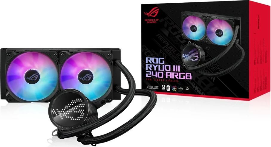 Ftohës me lëng ASUS ROG Ryuo III 240 ARGB, 240mm, 2x12cm, LED, i zi
