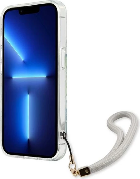 Mbështjellës Guess GUHCP13SHFLSN për iPhone 13 mini 5.4", Flower Strap, Gjelbër