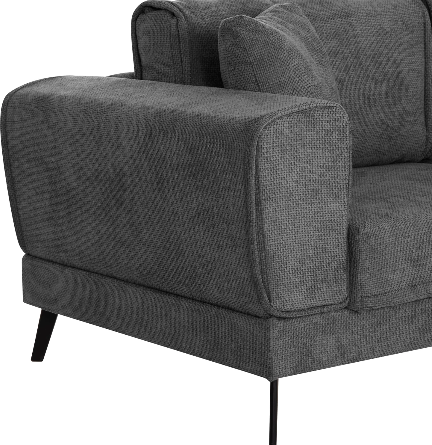 Këndare me shtrat, Zenora, kënd i djathtë, material stof ngjyrë gri e errët, FH3337.01R, 303x214x80cm