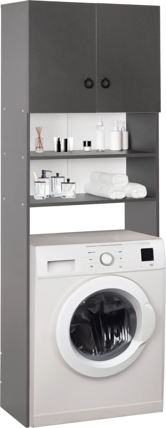 Mobilje për lavatriçe TERRY FH9122.13 me kabinet dhe rafte melamine gri 64x29x181H cm