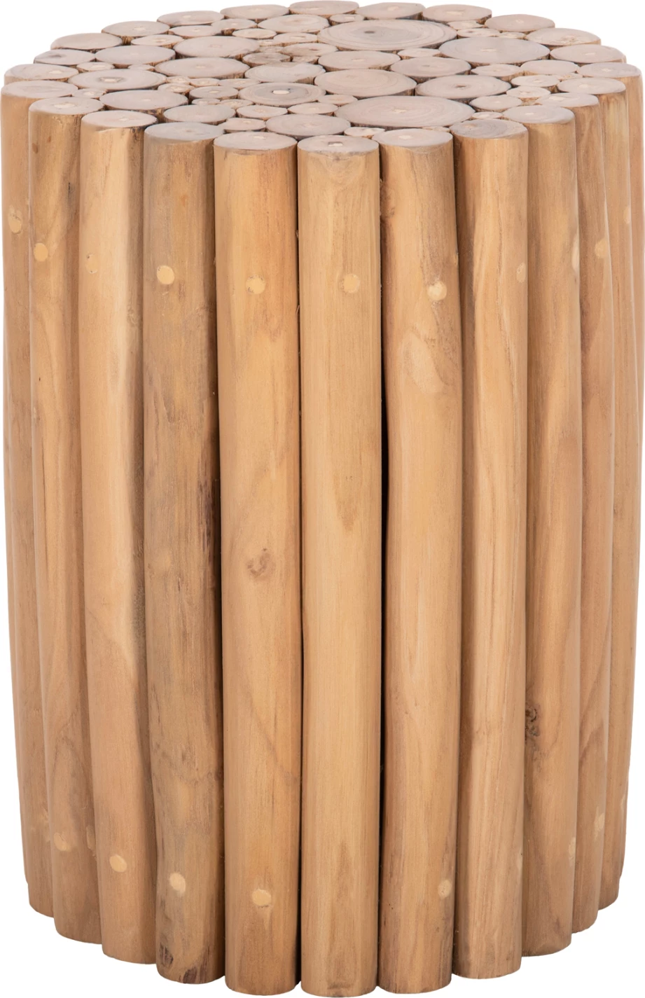Tavolinë anësore e rrumbullakët COOTER FH9866, degë tik, ngjyrë natyrale, Φ29.5x40.5H cm