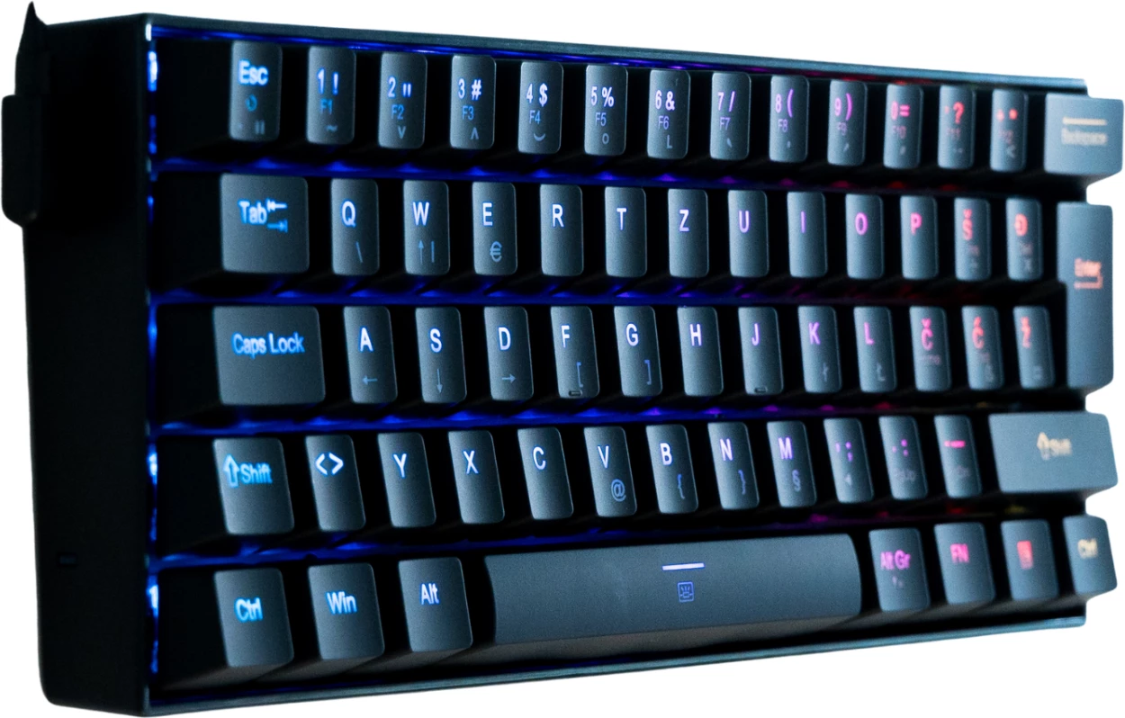 Tastierë mekanike gaming Redragon Dragonborn K630, 61 taste, RGB, switch Blue, USB-C, layout SLO/CRO, e zezë
