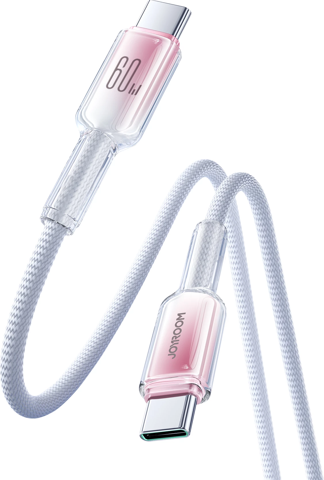 Kabllo USB-C në USB-C Joyroom S-A42 Crystal-Clear Series, 1.2m, 60W, Bardhë