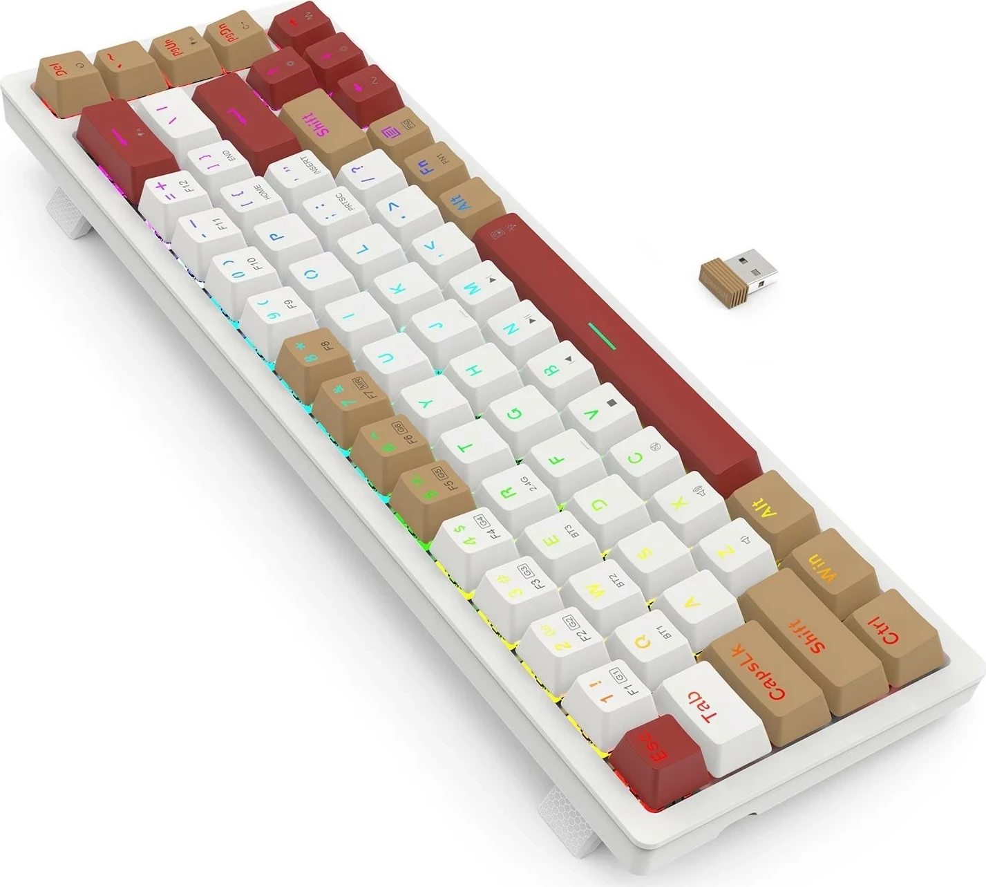 Tastierë mekanike Redragon K677WLR-RGB-PRO Rammus, RGB, kafe