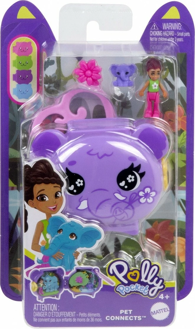 Set figurina Polly Pocket Mattel HMX20/JCB19, elefant, vjollcë