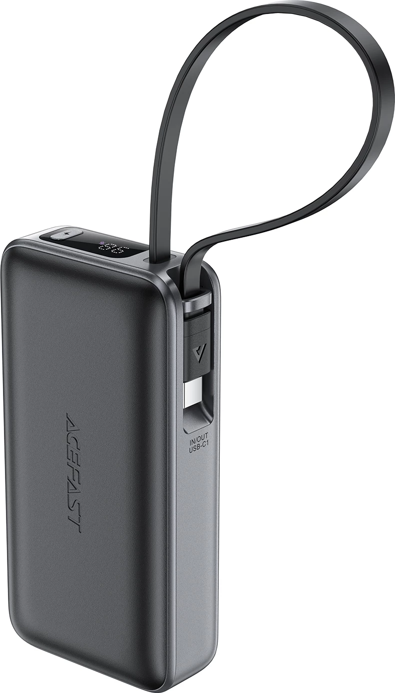 Powerbank Acefast M7-10000 PD30W me kabllo të integruar, e zezë