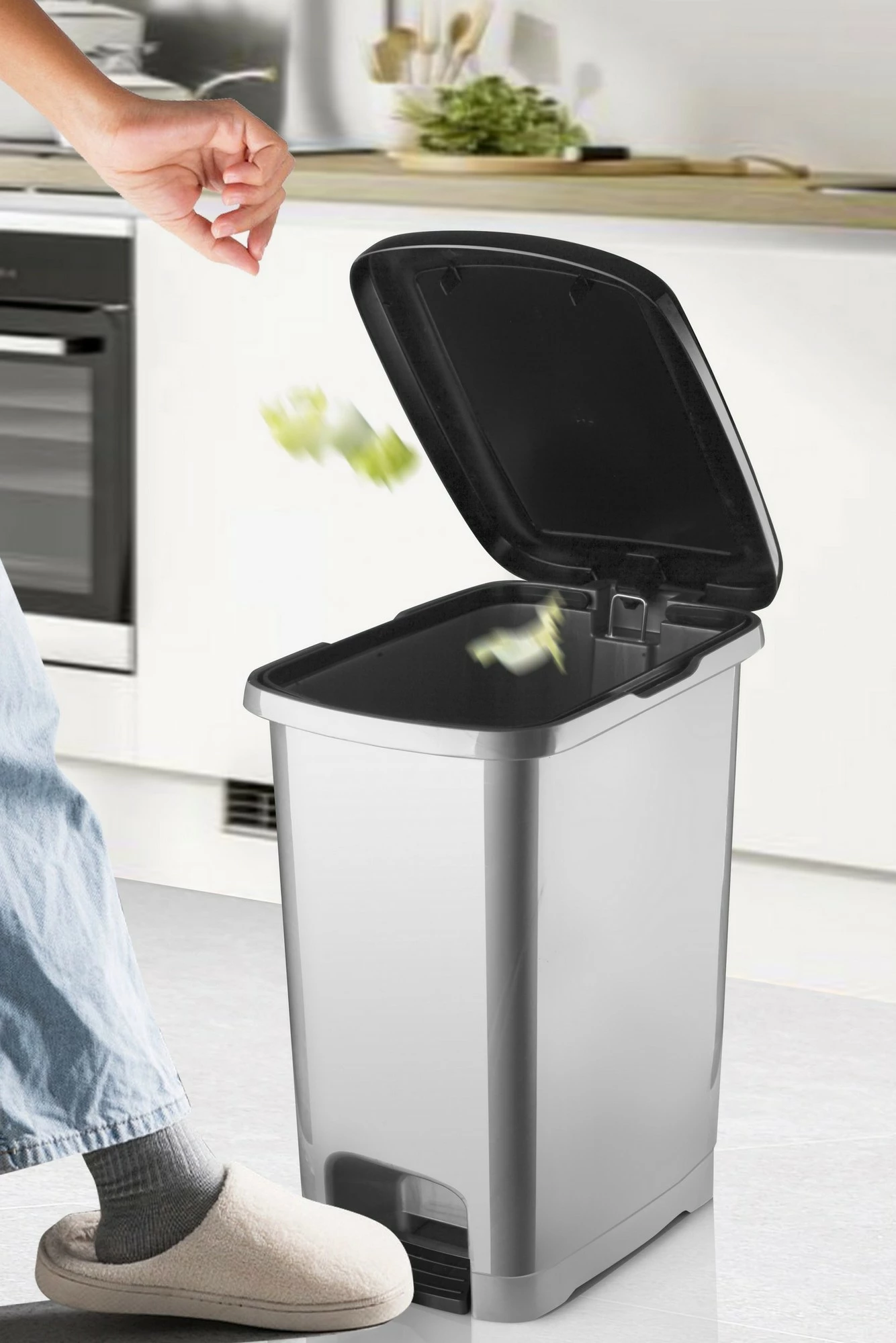 Kosh plastike për mbeturina, ngjyrë antracit, SEPCK-15, 32x22x40cm