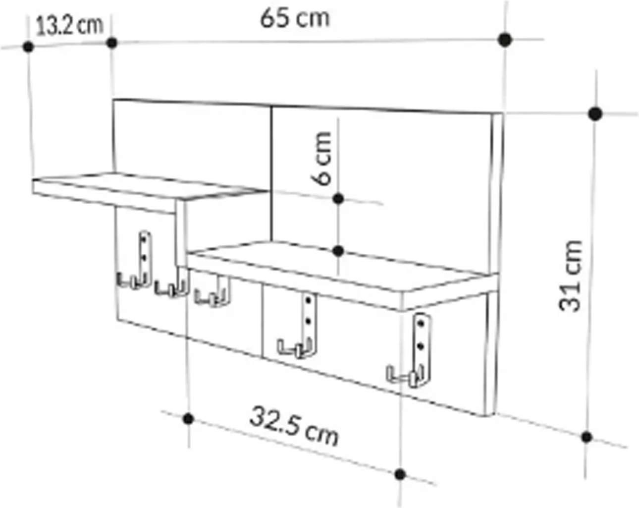 Varëse hyrëse me raft NYDA FH18079.01 melaminë, Sonama-bardhë, 65x13.2x31H cm