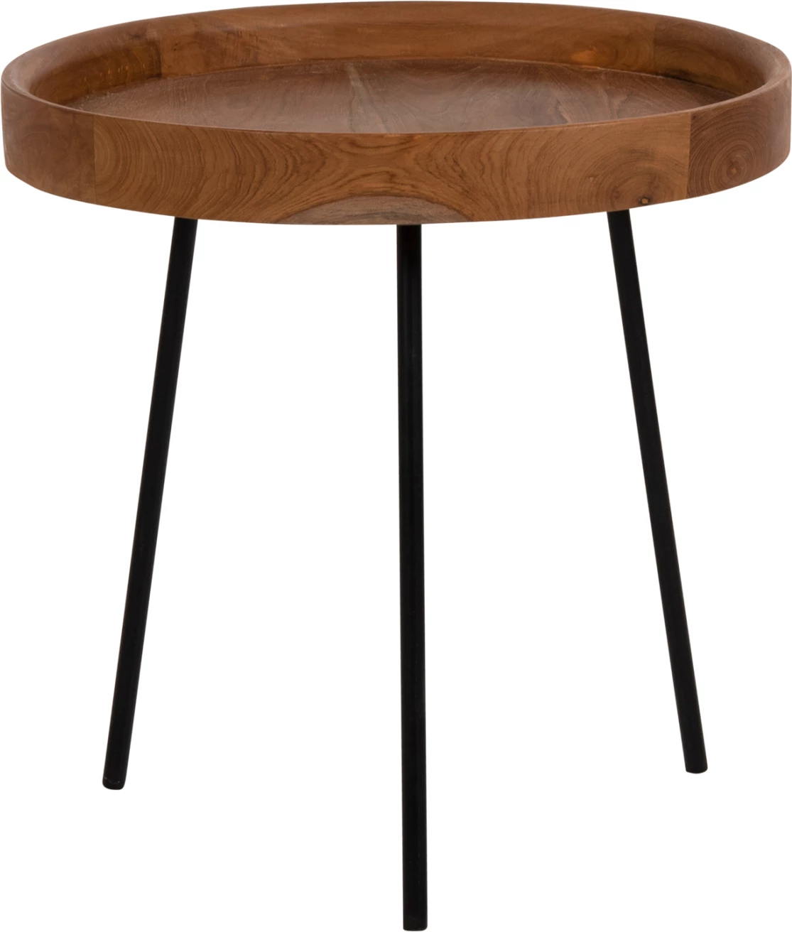 Tavolina anësore 3 copë set MANTARYS FH9799 dru MINDI-këmbë metali të zeza Φ60x55,5Ηcm