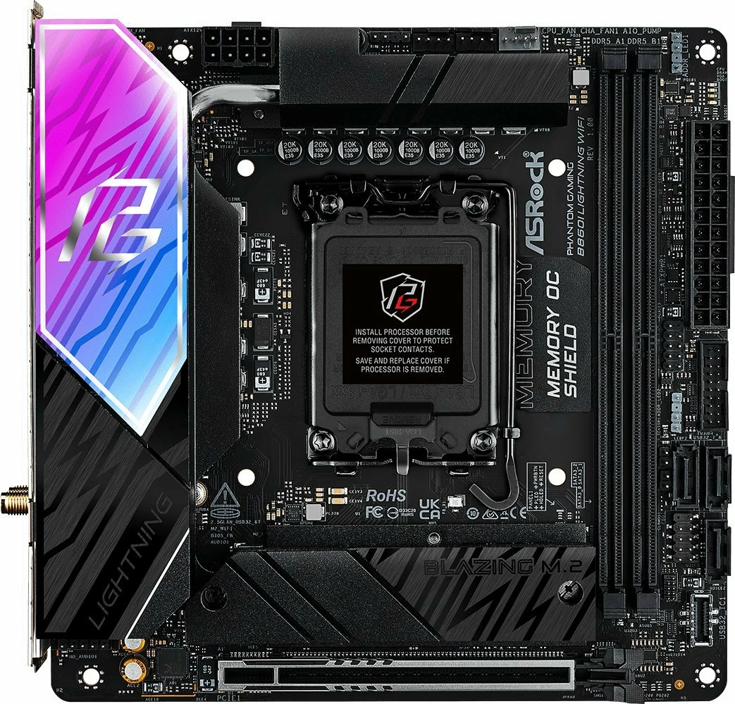 Pllakë amë ASRock B860I Lightning WiFi Mini-ITX, deri 128GB RAM, Wi‑Fi 6E, Thunderbolt 4