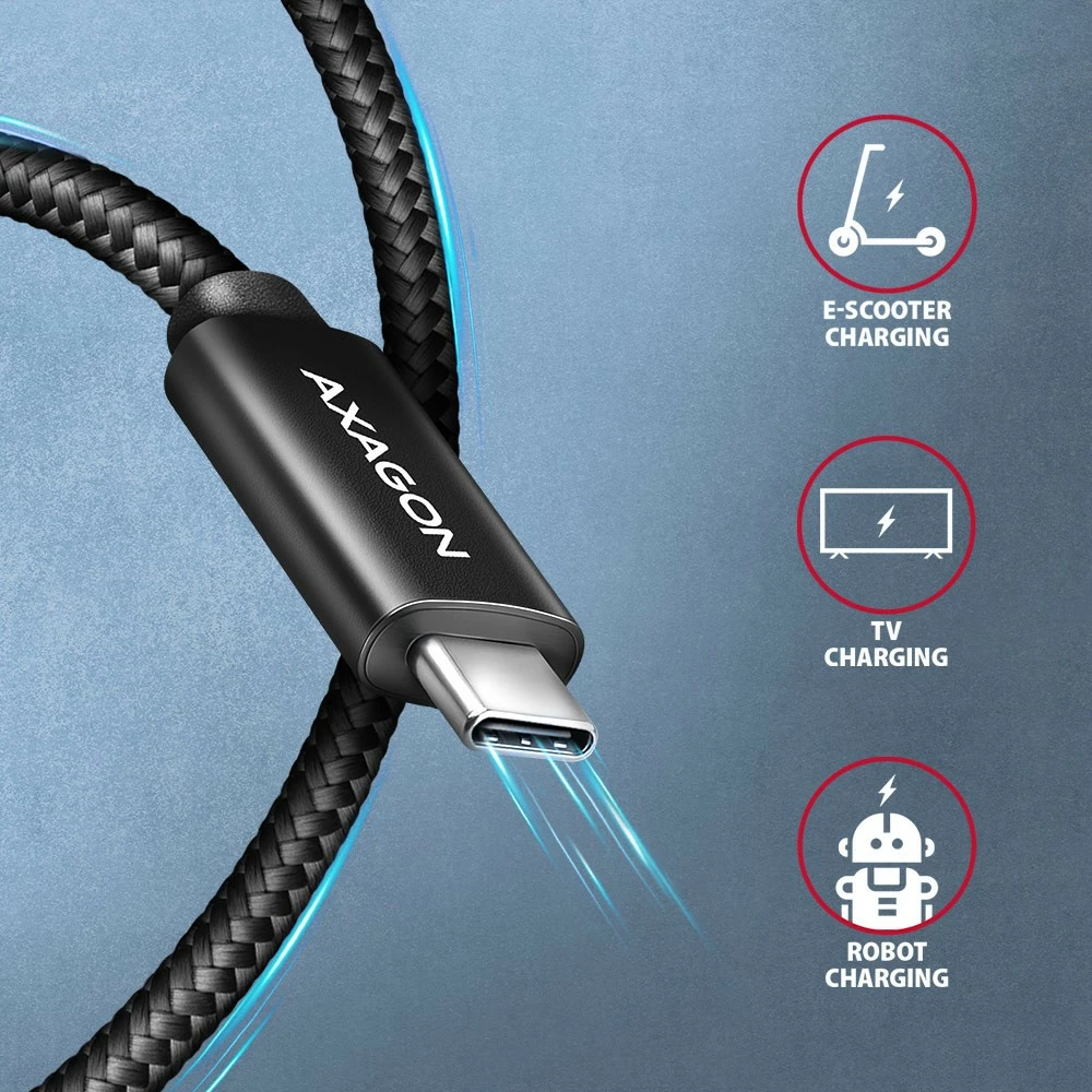 Kabllo USB-C në USB-C AXAGON BUCM2-CM20AB, 2m, 240W PD 3.1, e zezë