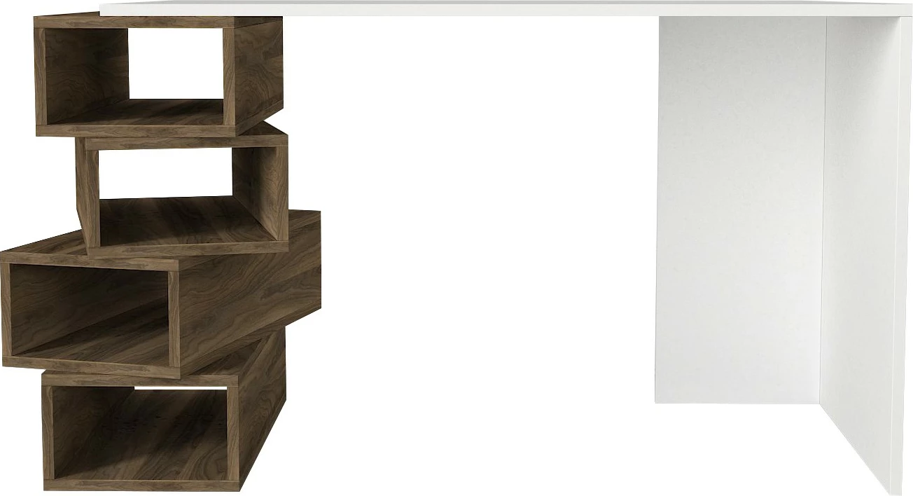 Tavolinë studimi Hanah Home, Jenga, e bardhë dhe arrë