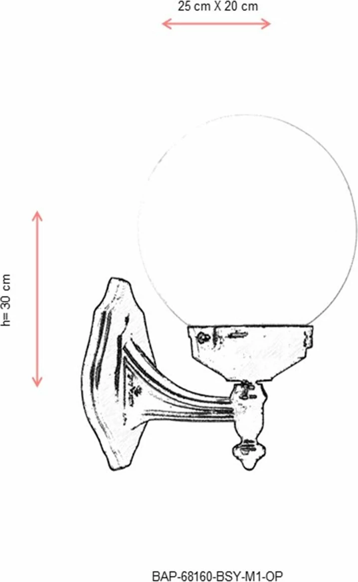 Llambë muri për jashtë, Opviq, BAP-68160-BSY-M1-OP, e zezë dhe e bardhë