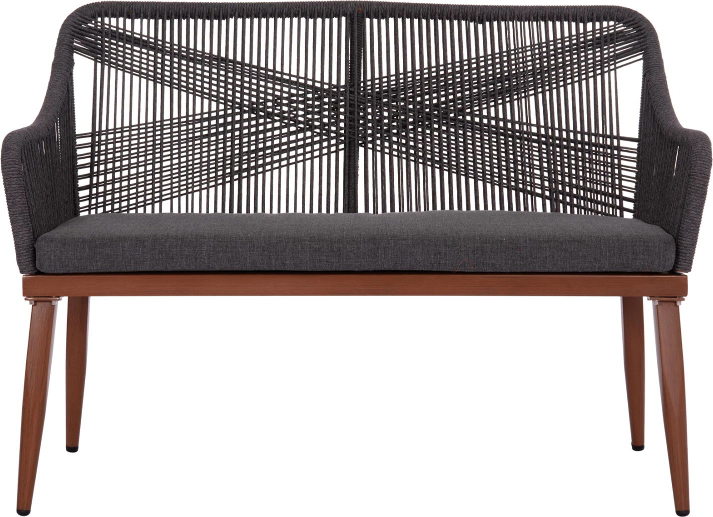 Divan i jashtëm dy vendësh MYRTIA, alumin kafe, litar p.e. antracit, 123x61x90cm