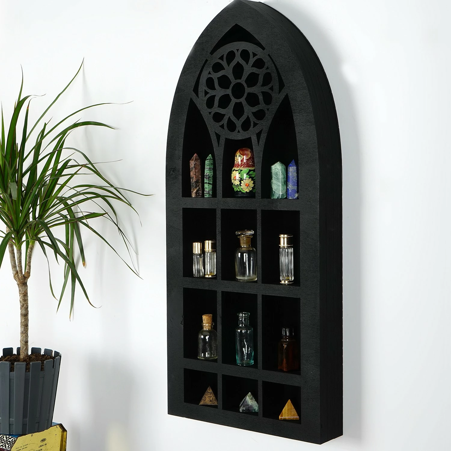 Organizues dekorativ prej druri, ngjyrë e zezë, Skye Decor, Meh207-S, 45x20x6 cm
